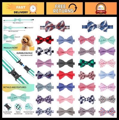30 PCS Dog Bow Ties & Cat Collars - Cute Holiday Grooming Bows for Pets