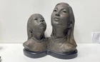 R. Lasser Original Bronze Patina Sculpture Woman & Child 1980 Signed 1/50