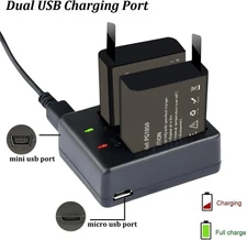 Underwater Camera Rechargeable Battery Dual USB for Akaso Ek7000/Brave 4 Dragon