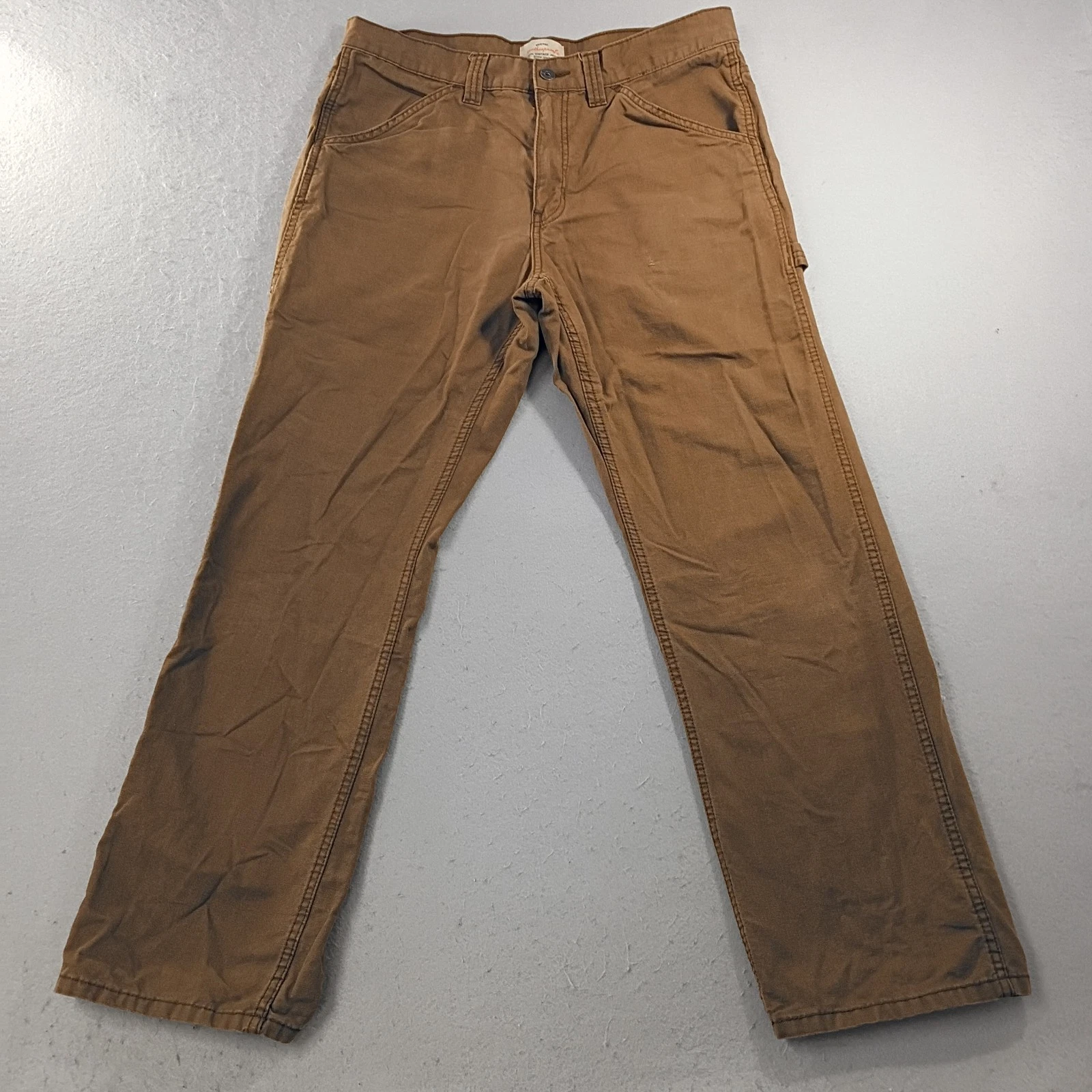 Weatherproof Vintage Work Pant Men Straight Carpenter Utility Canvas Brown 36x30