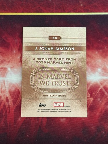 2025 Topps Marvel Mint Bronze Gold Foil /50 J Jonah Jameson #43 - Picture 2 of 2