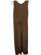 Anrabess Women's Size Large Jumpsuit Wide Leg  Sleeveless Pockets Stretchy