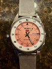 Vintage Seiko 5 Automatic Watch Arabic Day Date 24 Hour Dial Salmon Pink Runs