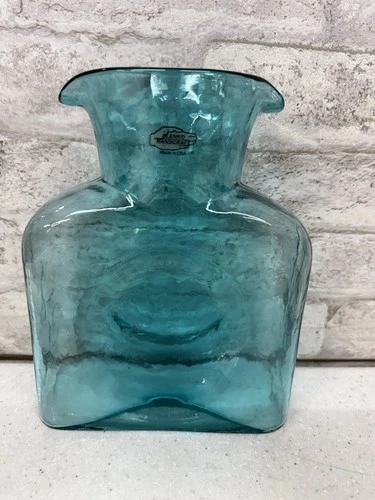 Vintage Blenko Seaspray 384 Water Bottle Art Glass Hand Blown