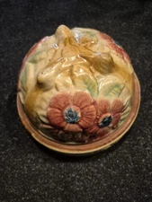 McCoy Pottery Planter Bowl WILD ROSE w/o Chain. Beautiful Brush McCoy.