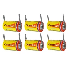 6x OmniCel ER14250 3.6V 1/2AA Lithium Standard Battery Tabs Sensors Detectors