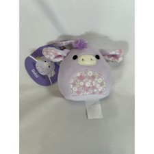 Squishmallows Delzi Purple Floral Donkey Clip On 2023 Plush NWT