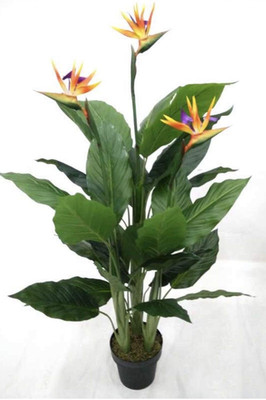 Tropical Paradise 4.5ft Artificial Bird Tree with 33 Leaves & Flower Sprays