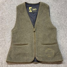 Skea Paris Vail Womens Vest Olive Green Wool Blend Full Zip Made in USA Medium