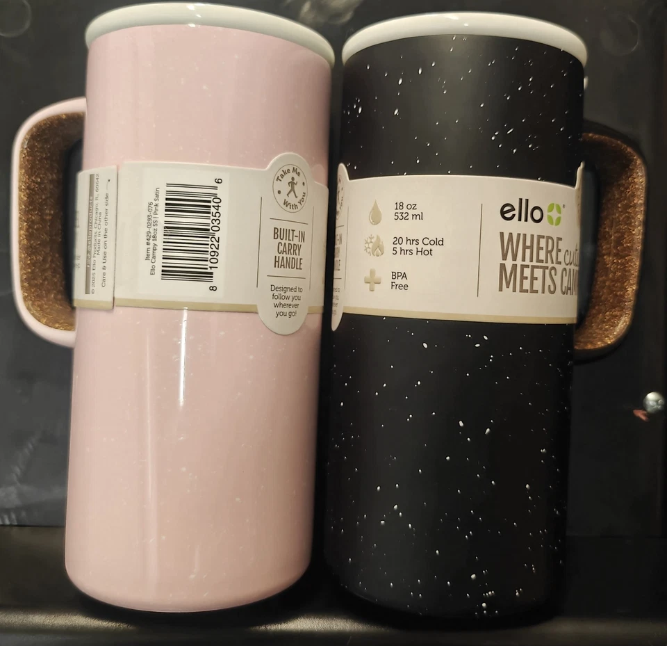 Ello Campy Vacuum Insulated Travel Mug with Leak-Proof Slider Lid Combo-2 18 Oz - Image 2 of 4