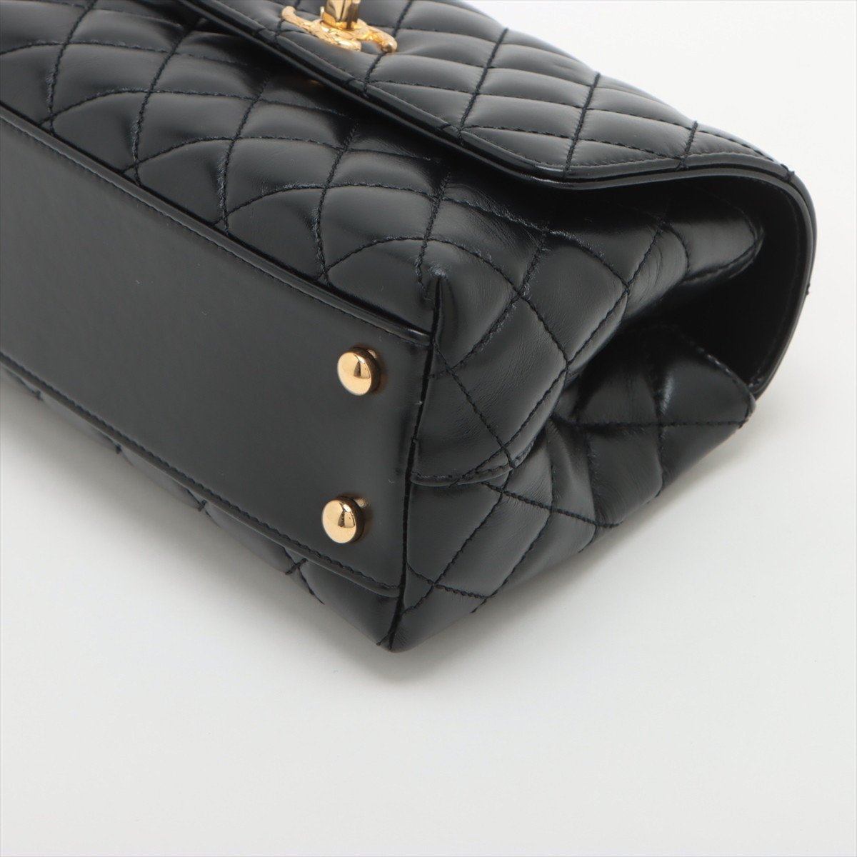 Chanel Coco handle 24 XS Leather 2 Way Handbag Black Gold Chanel Coco handle 24 XS Leather 2 Way Handbag Black Gold