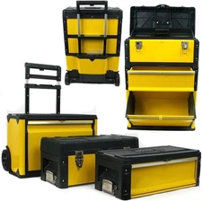 Portable Tool Box on Wheels - Stackable 3-in-1 Chest for Workshops and Craft Roo
