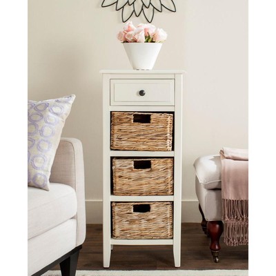 Tall Narrow Dresser Wicker Cabinet Storage Baskets Organizer