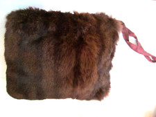 Vintage mink muff hand warmer Ruched back Back zipper