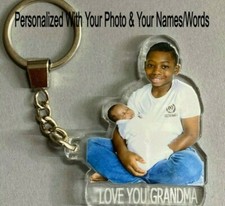 Custom Keychain Your Photo Picture Printed Personalized For Grandma Mom Dad etc.