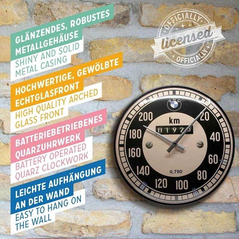 BMW Car Speedometer Wall Clock 31cm - Officially Licensed by Nostalgic Art - Image 4 of 4