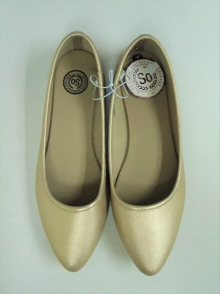 American Heritage GOLD Metallic Ballet Flat Size 7.5 Shoe - FLASH