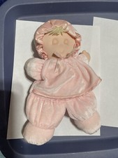 Vtg Eden Pink my first Baby Doll 10" Plush Sleeping Velour Satin Trim Soft Lovey