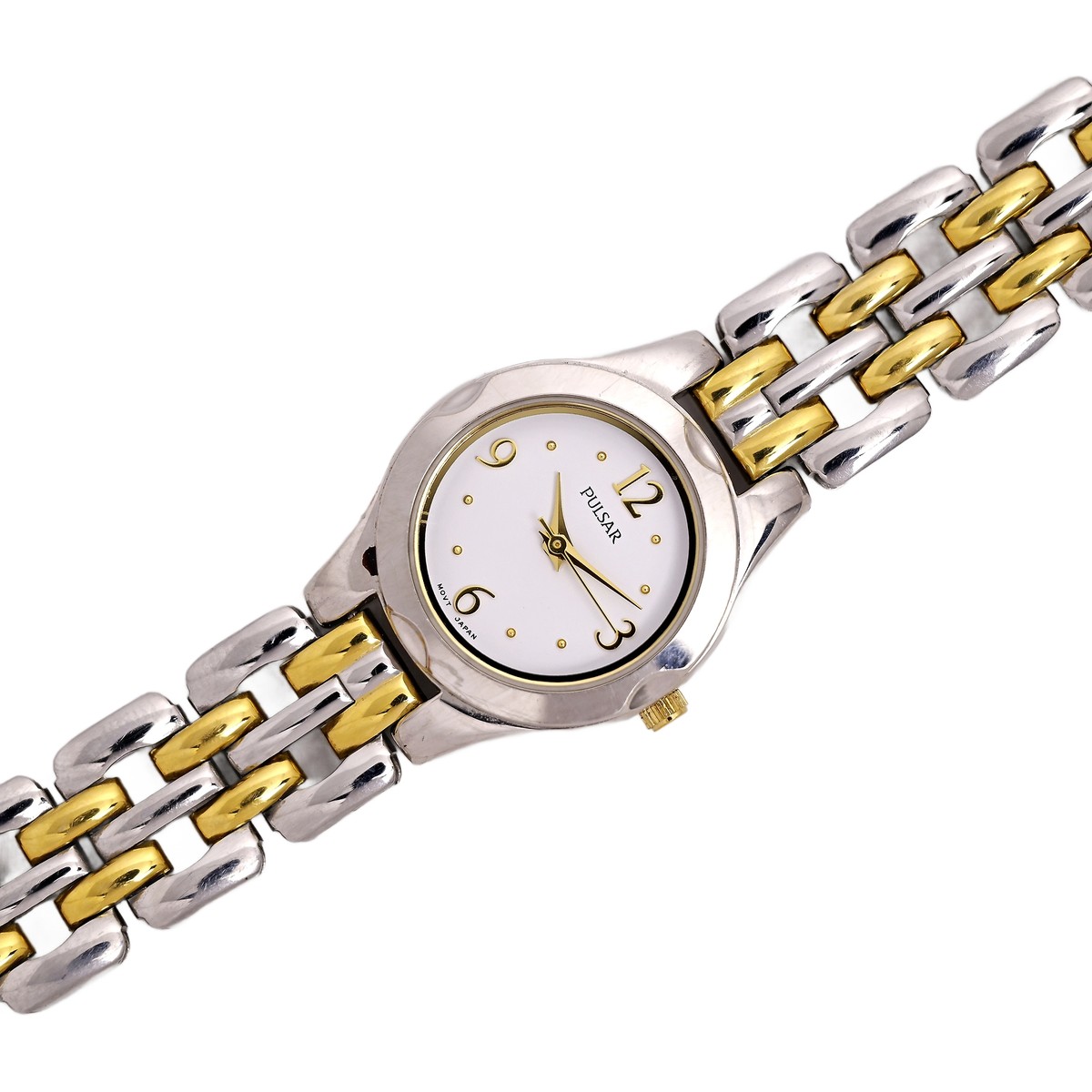 Vintage Pulsar by Seiko Womens Two Tone Date Quartz Bracelet Watch New Battery Pulsar Seiko Ladies Two Tone Quartz Vintage 1990s Wrist  main image 3