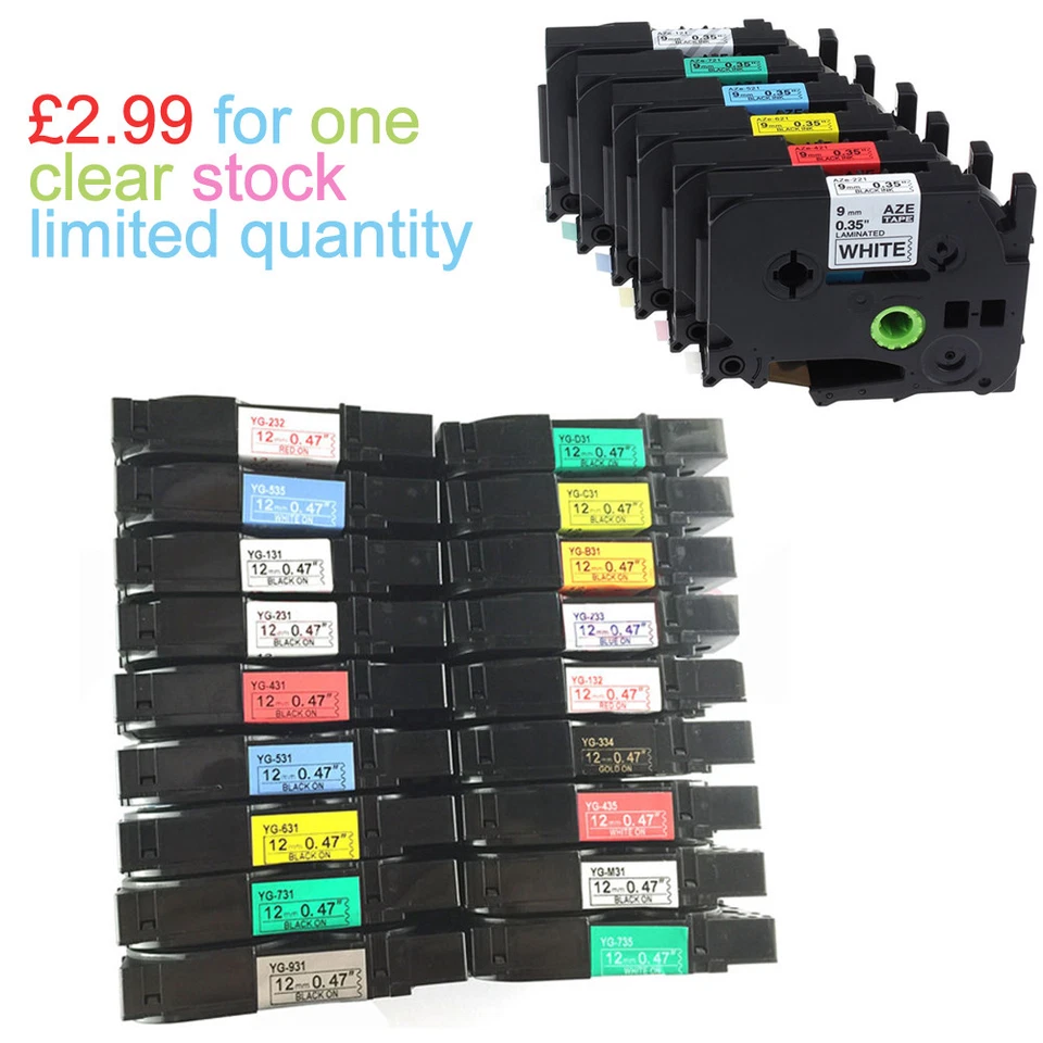 CARTRIDGE CAPTAIN COMPATIBLE LABEL TAPE fits BROTHER 9mm, 12mm fits P-TOUCH H101C,PT-H101C