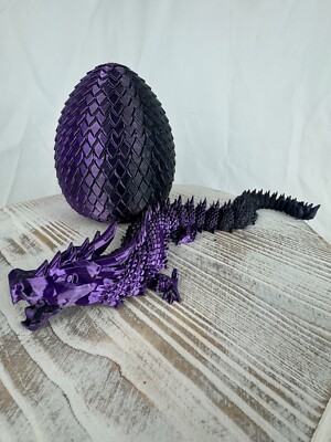 3D-gedruckter Drache im Ei - vollgelenkter Drache Kristall beweglicher Kiefer + Ei Geschenk