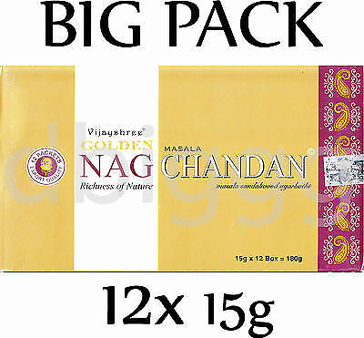 NAG CHANDAN von Golden Incense BIG PACK 12x 15g RäucherSTÄBCHEN Agarbathi