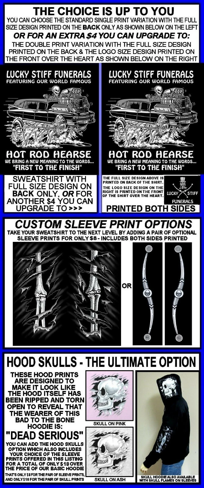 COACH Felpa con cappuccio Lucky Stiff Funerals Hot Rod Hearse First To The Finish