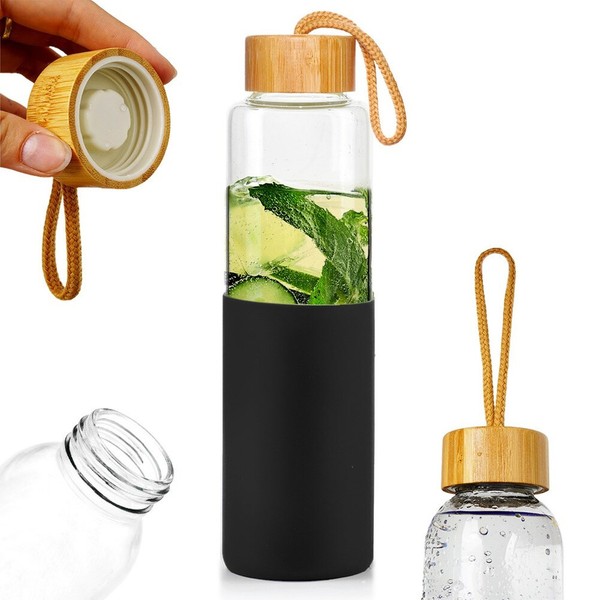 Trinkflasche Wasserflasche Glasflasche Sportflasche Mit SilikonhüLle 600 Ml-image