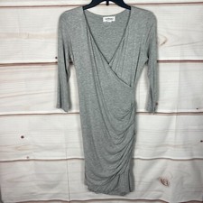Velvet by Graham & Spencer Dress Womens S Gray Faux Wrap Bodycon V-Neck Knit