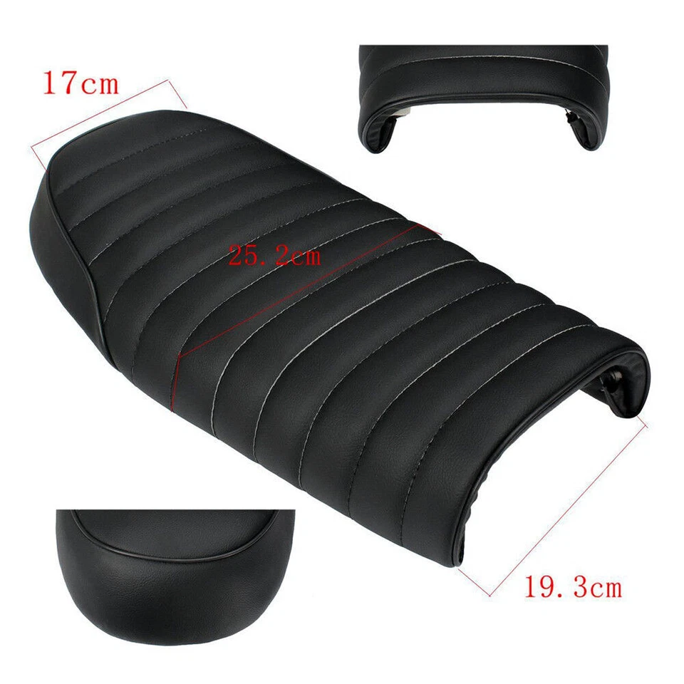 Sillín negro plano Brat Café Racer asiento vintage personalizado para Honda CB EE. UU. Foto 2 de 4