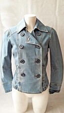 Womens Double Breasted Jacket Stretch Denim Uk 10 No Bounderies