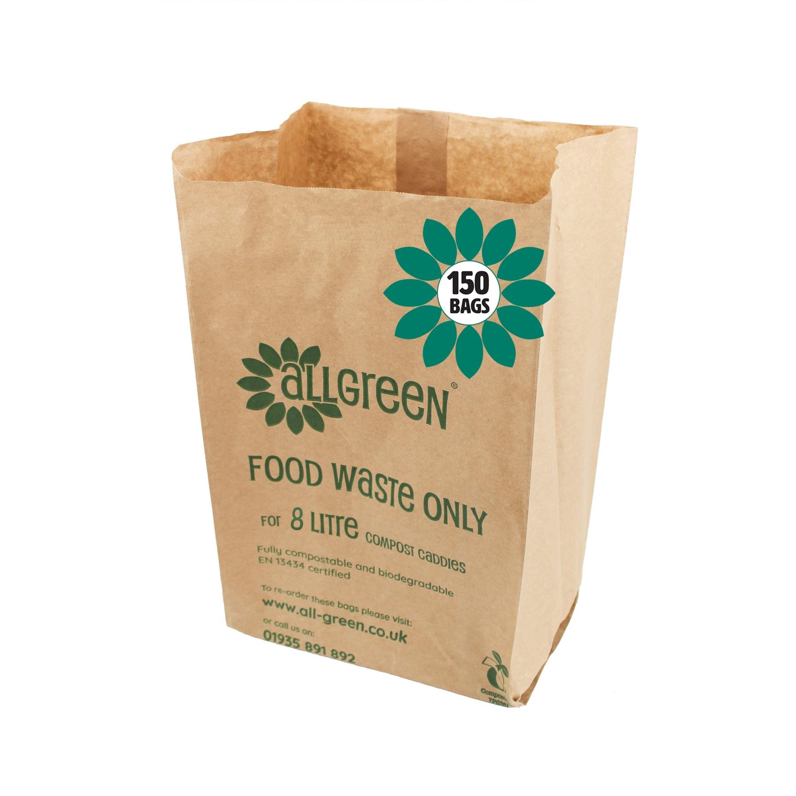 All-Green 8L Paper Compostable Food Waste Caddy Liners (Small) - 50 Bags - 150 Bags / 150 - Image 2