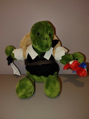 Build A Bear Green Trekkin 16'' Turtle Plush Removable Shell Pirate costume