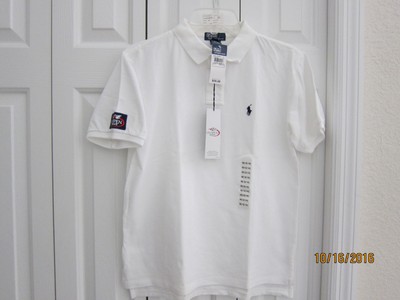 Ralph Lauren Boys US Open Striped Mesh Polo Shirt White Sz M 1214 NWT Reviews