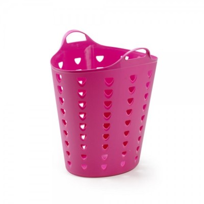 2x Wäschekorb 65 L Einkaufskorb Korb Haushaltskorb Wäschesammler flexibel Pink