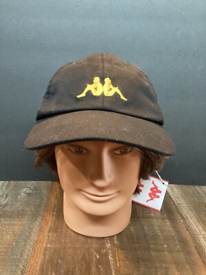 New Kappa Hat/cap Black yellow Embroidery Adjustable sz 59 Omni Logo