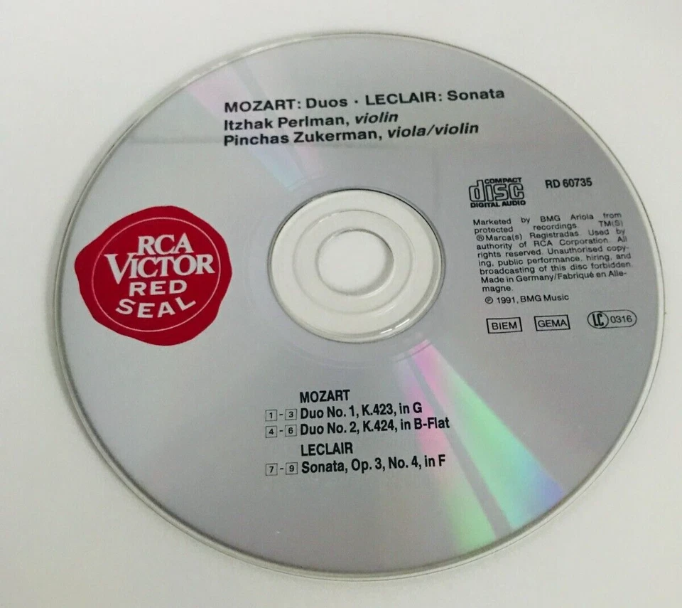 Mozart Leclair DUOS Perlman Zukerman | exzellent (C7028) - Bild 3 von 3