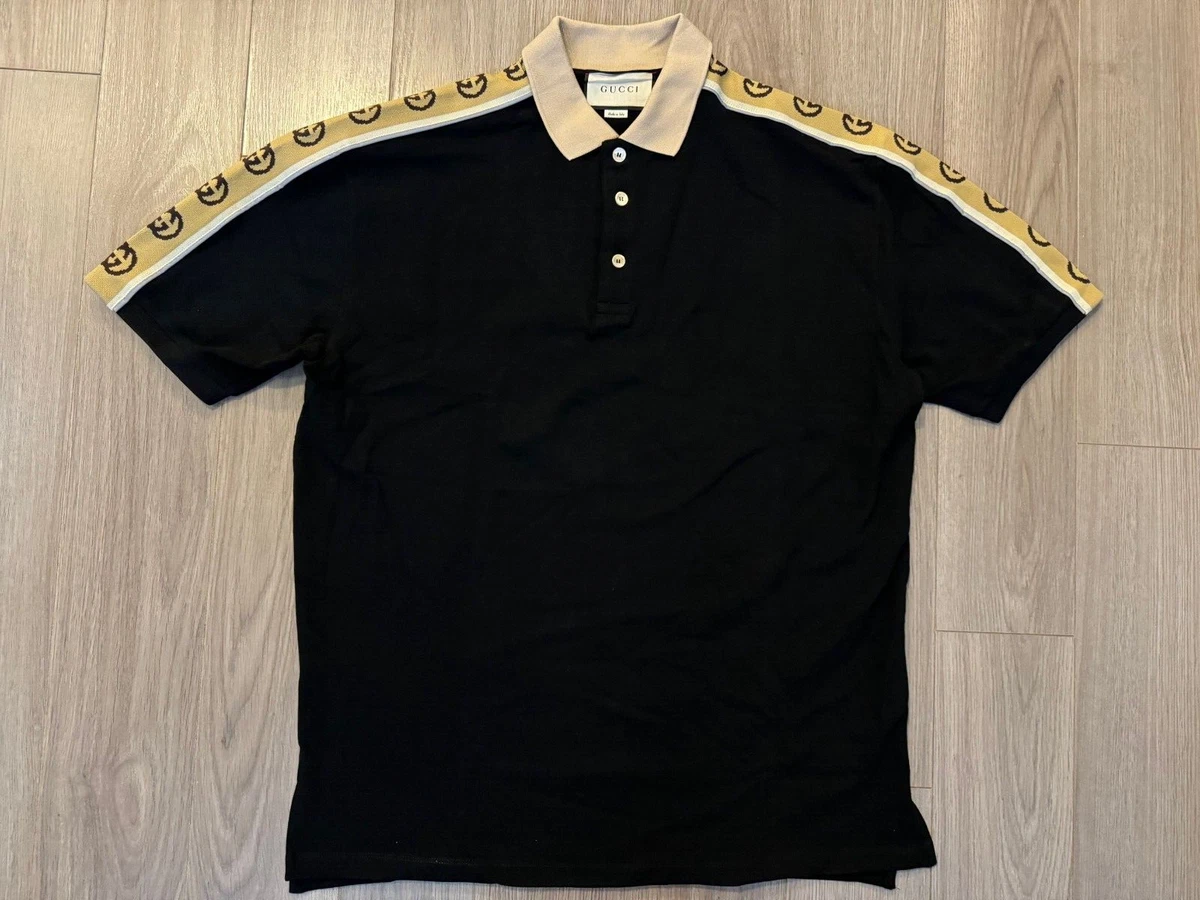 black gucci stripe polo shirt