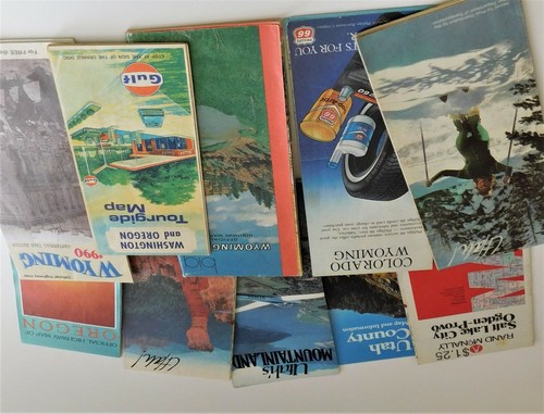 10 Lot Vintage Washington Wyoming Utah Oregon Hwy Map Gulf Gas Station Travel - Picture 8 of 12