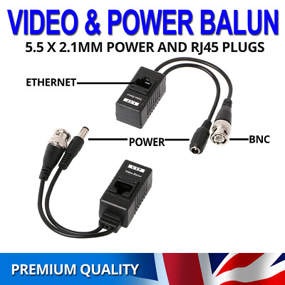 BNC to RJ45 UTP CAT5 Video Data Power Balun For HD CCTV PTZ Camera