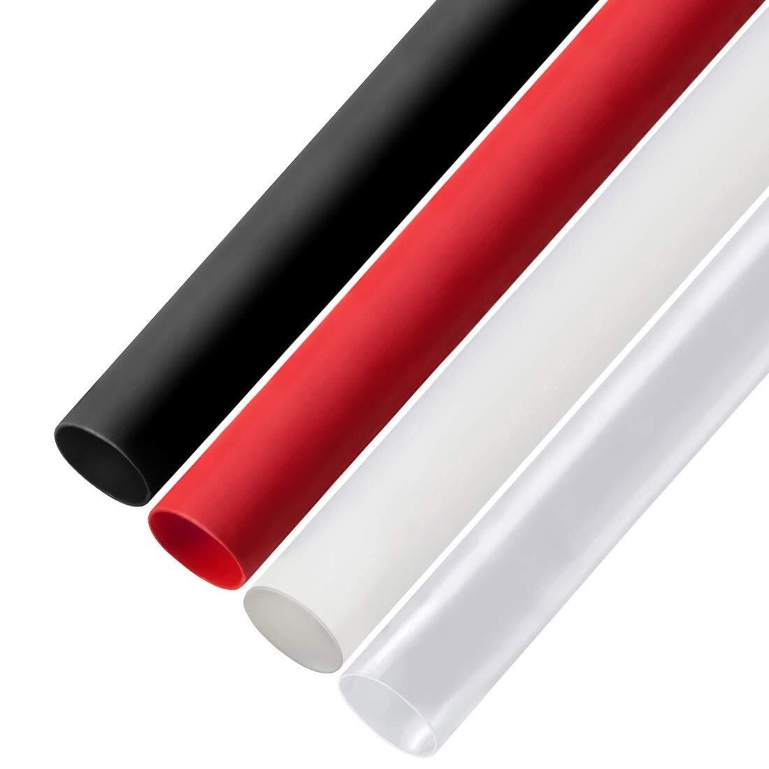 Schrumpfschlauch - 2:1 ohne oder 3:1 Mit Kleber - Schwarz Rot Weiß Transparent