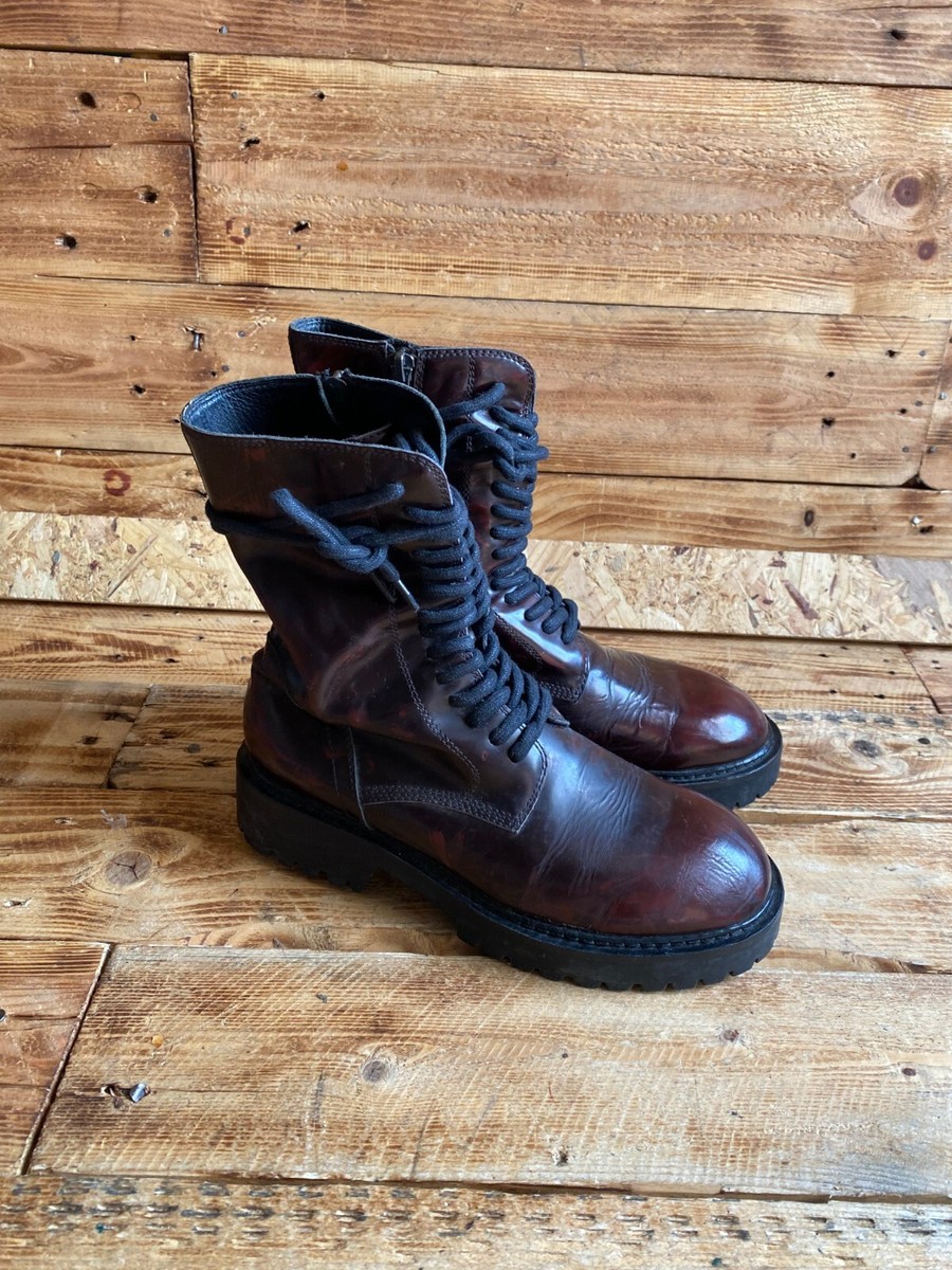 【ANN DEMEULEMEESTER】サイドベルトレザーブーツ 36 ANN DEMEULEMEESTER】サイドベルトレザーブーツ 36