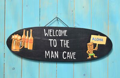 Schild 50cm Welcome To The Man Cave Holzschild Aloha Hawaii Maui Kneipe