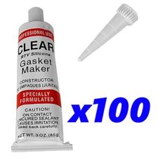 100 Pack 100% RTV Clear Silicone Sealant 3oz Set Gasket Maker Lot CON1010 x100