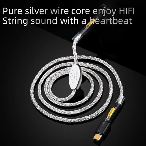 Hifi Pure Silver USB Cable High Performance Type C - Type B Otg Audio Cable NEW - Foto 6 di 12