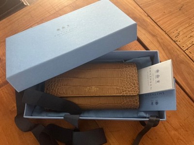 Smythson Mara Large Croc-Embossed Leather Coin Purse Portemonnaie Large NP £520