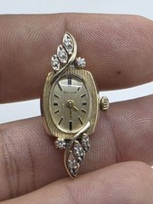 Vintage Bulova 8 Diamond 14k Watch Almond Shaped Face, Not Runs