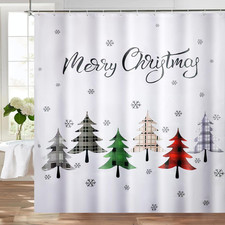 Kryfa Christmas Tree Shower Curtains for Bathroom, Merry Christmas Shower Cur...
