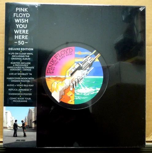 PINK FLOYD Wish You Were Here 50th ANNIVERSARY (4-LP Clear Vinyl Blu-ray 7") NEW