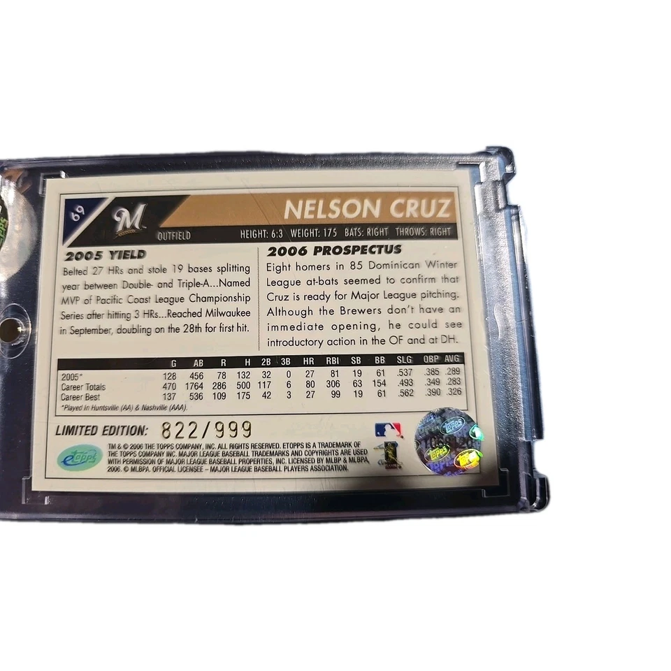 2006 eTopps - Нельсон Круз #69 /999 (RC) - Изображение 2 из 2